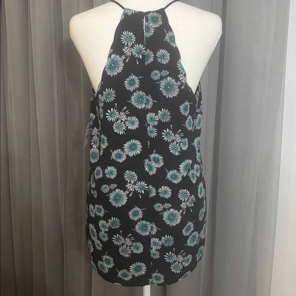 Express Black Floral V Neck Tank Top Size S NWT Spaghetti Strap Keyhole Back - Picture 3 of 3